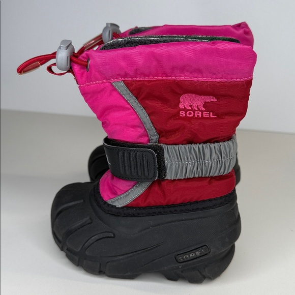 Sorrel flurry pink and black winter snow boots size youth 6 - Picture 4 of 10